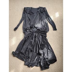 Small/Medium Women's Flapper Style 1980s Black Glamour Dress No Tags Beaded